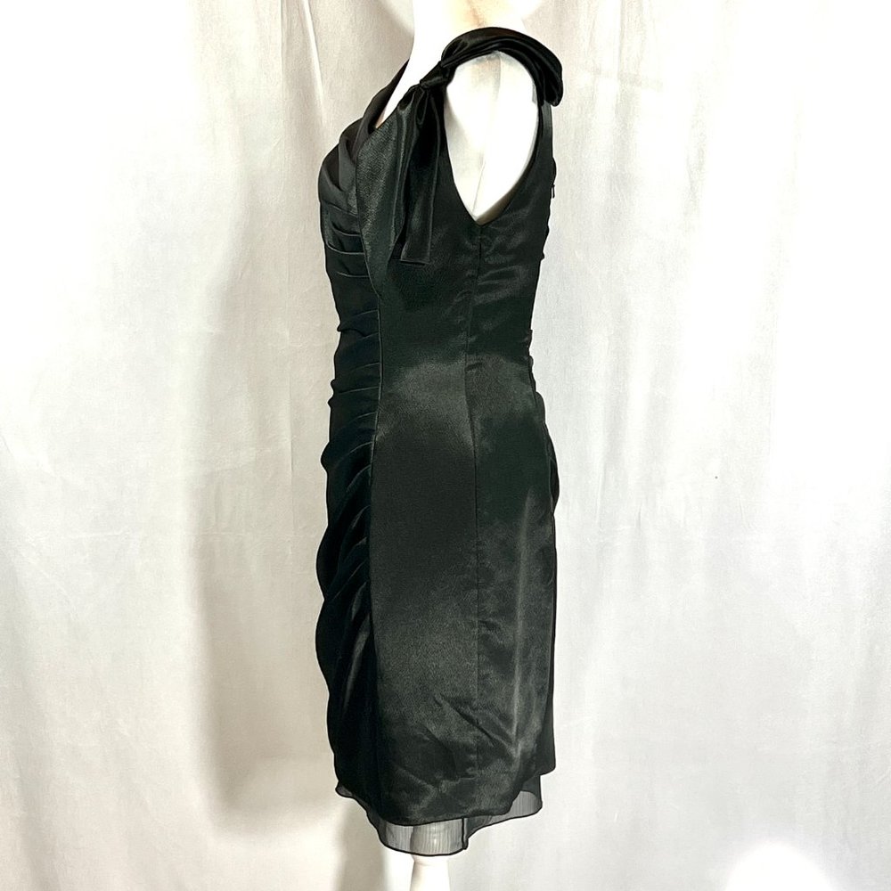 Gorgeous WHITE BY VERA WANG Black Ruched Bow Shoulder Sleeveless Dress S… - Picture 6 of 11